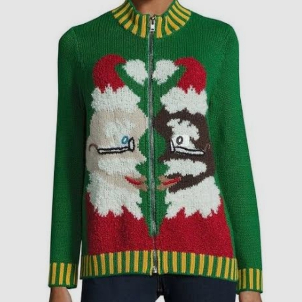 💥RARE💥Whoopie Goldberg Kissing Santas Sweater Novelty Santa Love-NWT